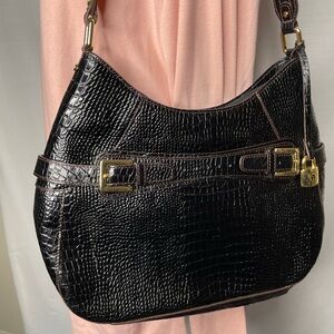 Etienne Aligner Black/Dark Brown Leather Shoulder Purse